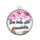 Pendentif Cabochon Argent - une belle fille formidable