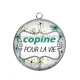 Pendentif Cabochon Argent - copine pour la vie