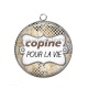 Pendentif Cabochon Argent - copine pour la vie