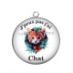 Pendentif Cabochon Argent - j'peux pas j'ai chat