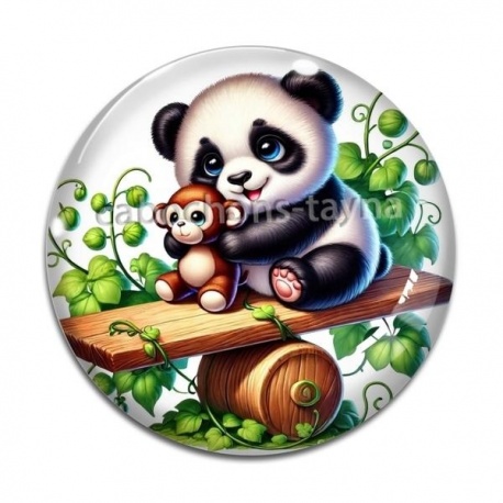 Cabochon Verre - panda