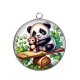 Pendentif Cabochon Argent - panda