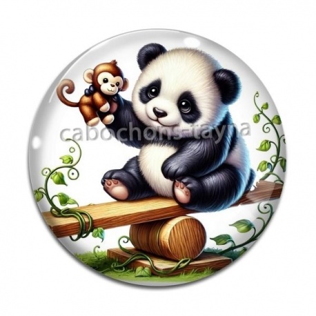 Cabochon Verre - panda
