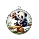 Pendentif Cabochon Argent - panda