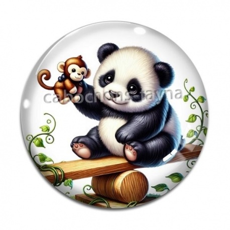 Cabochon Verre - panda