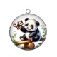 Pendentif Cabochon Argent - panda