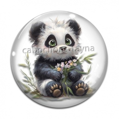 Cabochon Verre - panda