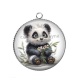 Pendentif Cabochon Argent - panda