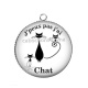Pendentif Cabochon Argent - j'peux pas j'ai chat