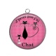 Pendentif Cabochon Argent - j'peux pas j'ai chat