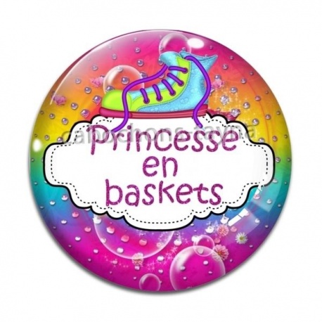 Cabochon Verre - princesse en baskets