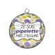 Pendentif Cabochon Argent - je suis une pipelette