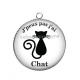 Pendentif Cabochon Argent - j'peux pas j'ai chat