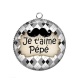 Pendentif Cabochon Argent - je t'aime pépé