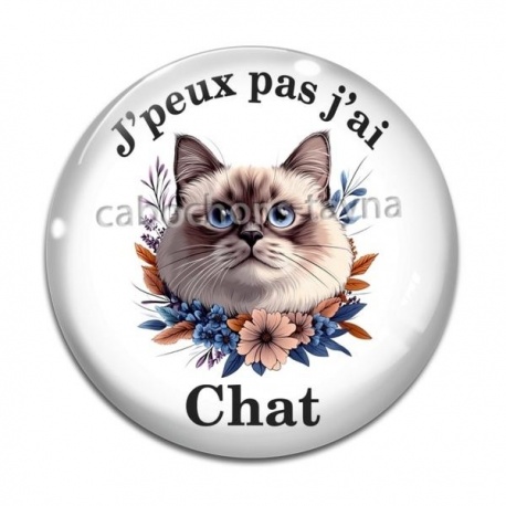 Cabochon Verre - j'peux pas j'ai chat