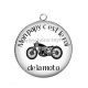 Pendentif Cabochon Argent - mon papy c'est le roi de la moto