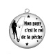 Pendentif Cabochon Argent - mon papy c'est le roi de la pêche