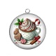 Pendentif Cabochon Argent - tasse de noël