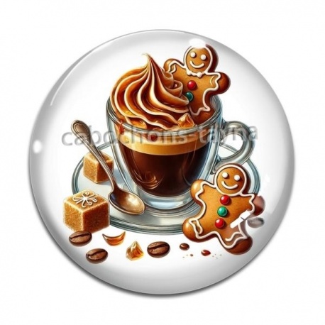 Cabochon Verre - tasse café de noël