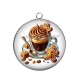 Pendentif Cabochon Argent - tasse café de noël