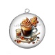 Pendentif Cabochon Argent - tasse café de noël