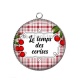 Pendentif Cabochon Argent - cerise