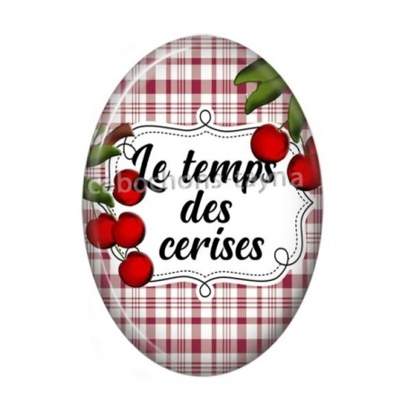 Cabochon Résine Ovale - cerise