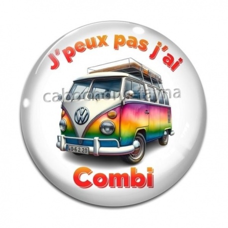 Cabochon Verre - j'peux pas j'ai combi