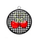 Pendentif Cabochon Argent - cerise