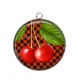 Pendentif Cabochon Argent - cerise