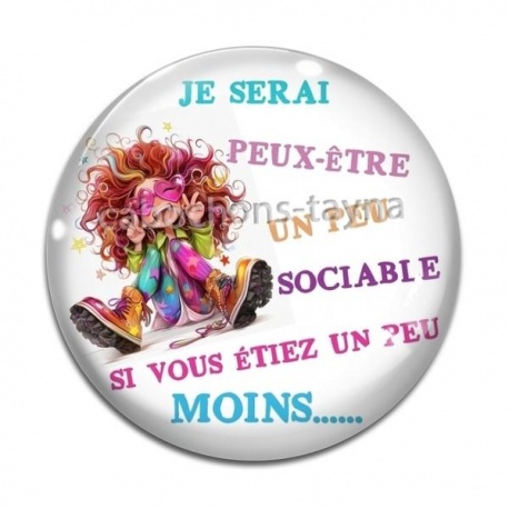Cabochon Verre - je serais peut être un sociable 