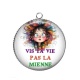Pendentif Cabochon Argent - vis ta vie pas la mienne