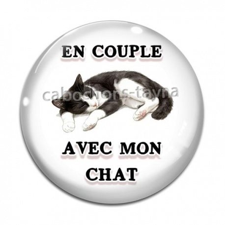 Cabochon Verre - en couple avec mon chat