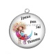 Pendentif Cabochon Argent - j'peux pas j'ai flemme
