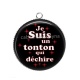 Pendentif Cabochon Argent - je suis un tonton qui déchire