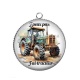 Pendentif Cabochon Argent - j'peux pas j'ai tracteur