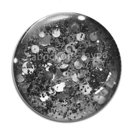 Cabochon Verre - fond paillettes