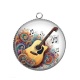 Pendentif Cabochon Argent - guitare