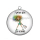 Pendentif Cabochon Argent - j'peux pas j'ai tennis