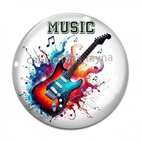 Cabochon Verre - music guitare électrique