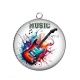 Pendentif Cabochon Argent - music guitare électrique