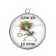 Pendentif Cabochon Argent - j'peux pas j'ai tennis