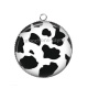 Pendentif Cabochon Argent - peau vache