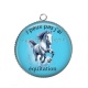 Pendentif Cabochon Argent - j'peux pas j'ai équitation