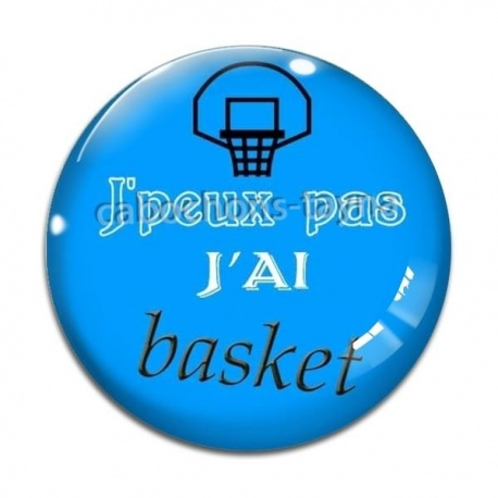 Cabochon Verre - j'peux pas j'ai basket