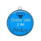 Pendentif Cabochon Argent - j'peux pas j'ai basket