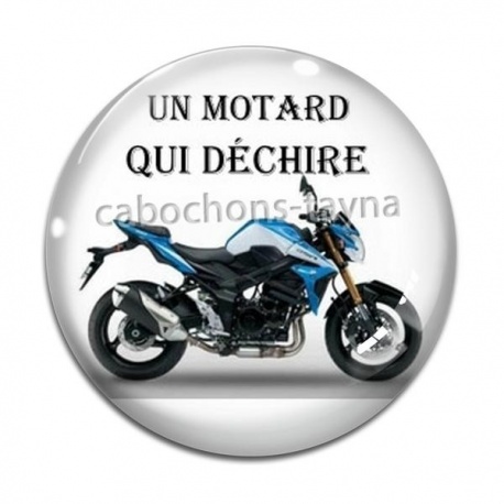 Cabochon Verre - un motard qui déchire
