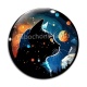 Cabochon Verre - chat noir cosmos