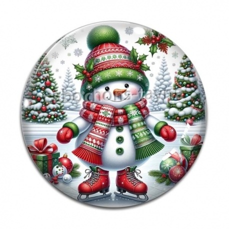 Cabochon Verre -  bonhomme de neige