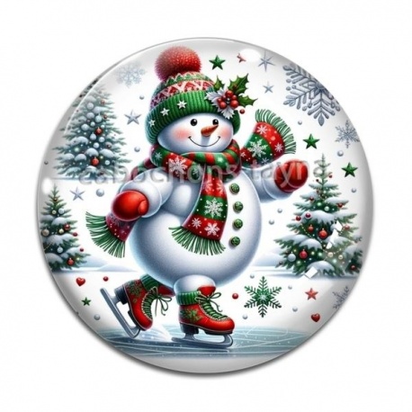 Cabochon Verre - bonhomme de neige
